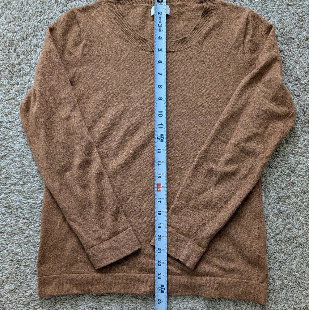 J Crew Women's Teddie Carmel Tan Pullover Sweater Size S Wool Cotton Blend Basic